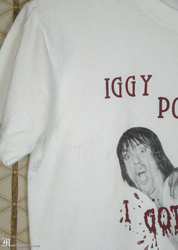 イギー・ポップのヴィンテージレアTシャツ、柔らかく薄手の白Tシャツ