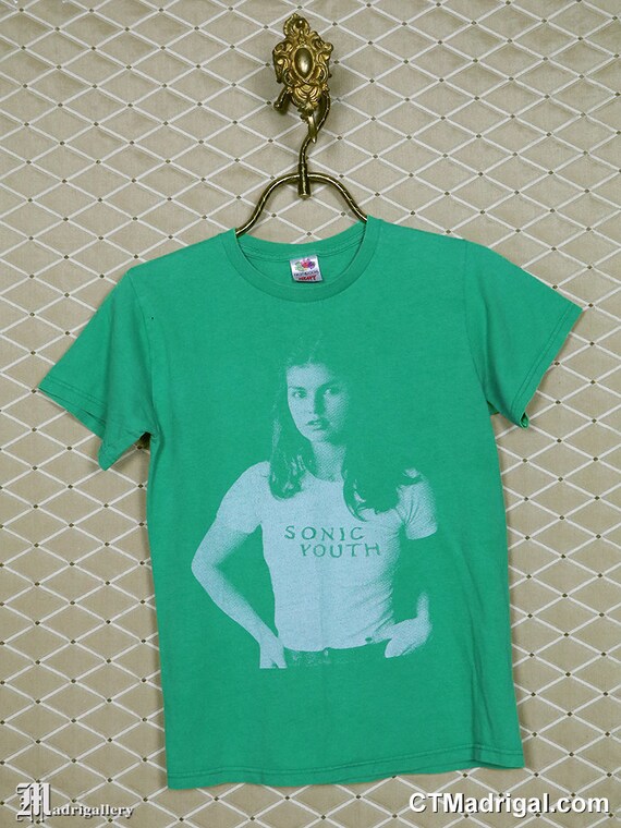 Sonic Youth shirt, vintage rare T-shirt green tee,