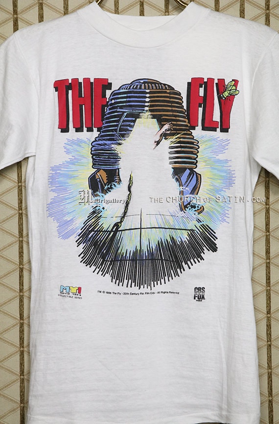 レア！The Fly Tシャツ Lサイズ　当時　オリジナル　プロモーション　映画 希少! ビンテージ 80s The Fly (1958年) SF ホラー 映画 Tシャツ