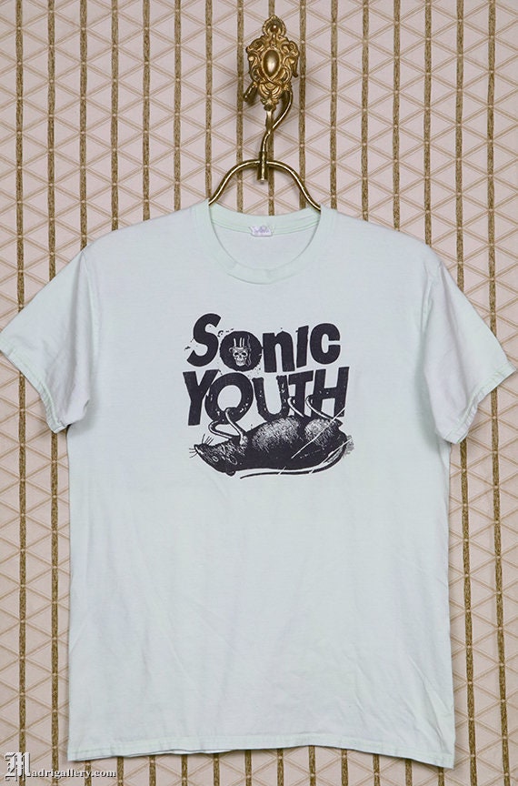 Sonic Youth shirt, vintage rare T-shirt green tee,