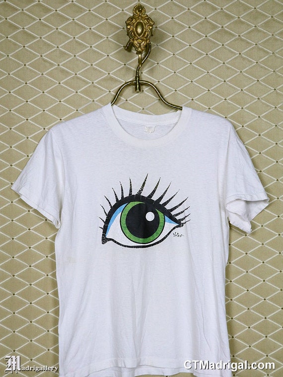 1970s graphic t shirt, white soft thin tee, Pop A… - image 1