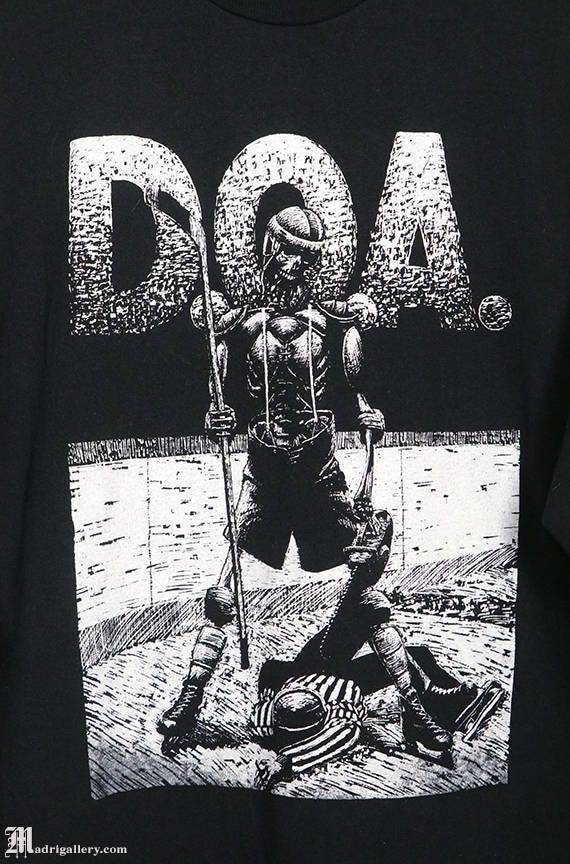 DOA camiseta vintage rara, D.O.A. camiseta negra, punk rock, Black