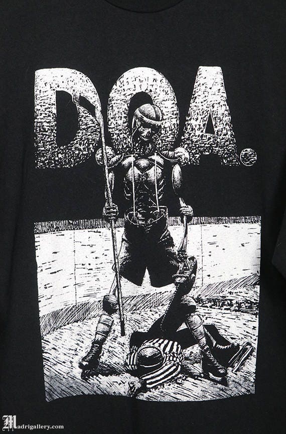 D.O.A. Vintage Rare T-shirt, D.O.A. Black Tee, Punk Rock, Black