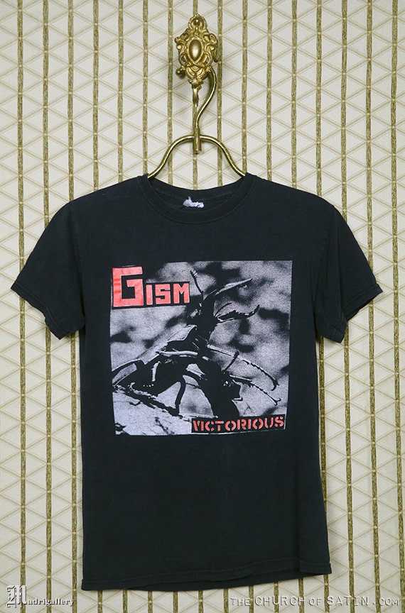 GISM、G.I.S.M. ヴィンテージレアパンクTシャツ、色褪せた黒Tシャツ