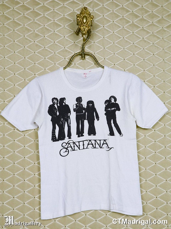 Santana T-shirt, 1970s White Tee, Janice Joplin Grateful