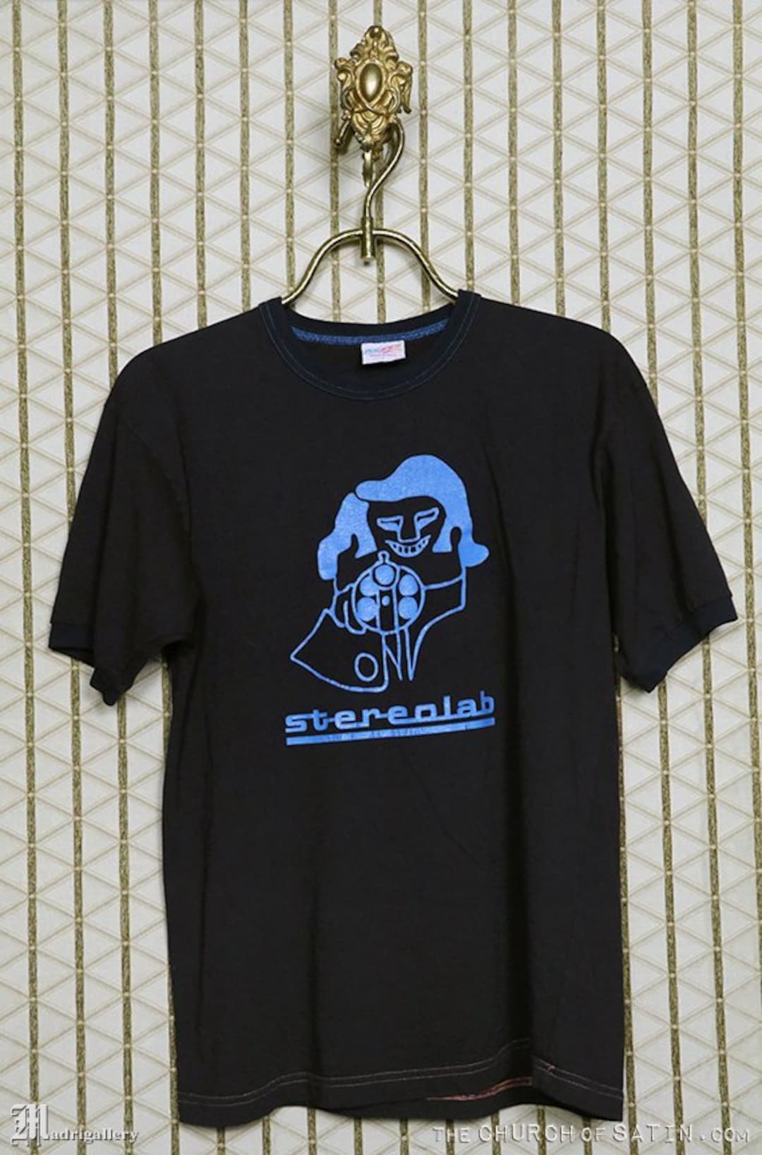 ステレオラブのTシャツ、ヴィンテージのレアTシャツ、ブラック
