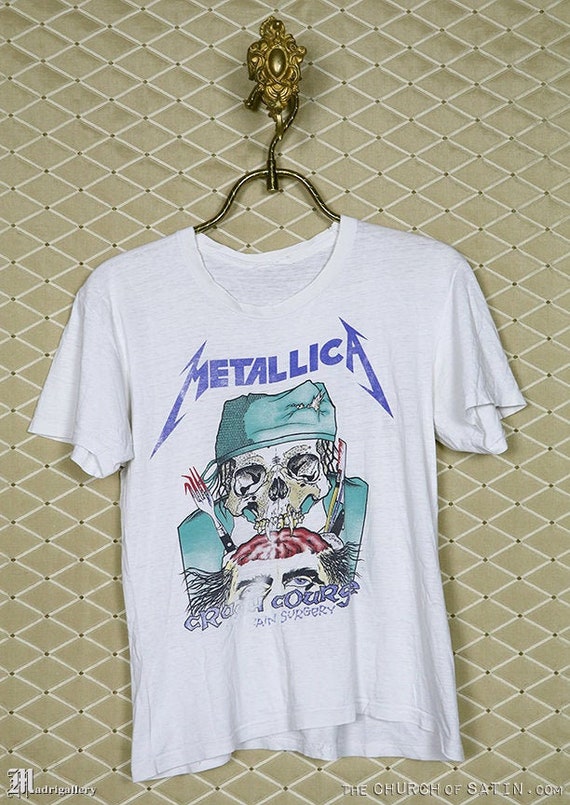 Metallica tour t-shirt, vintage rare faded white … - image 1