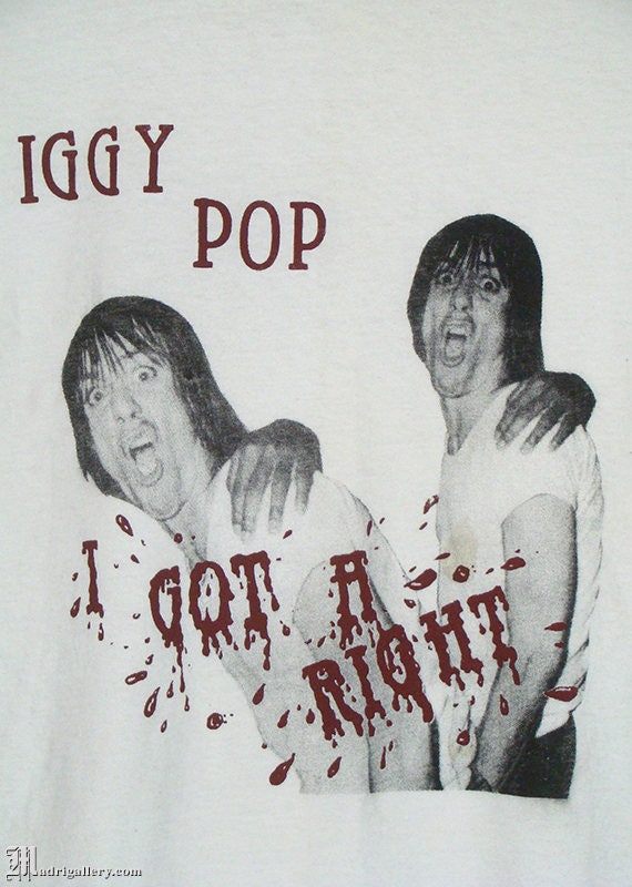 イギー・ポップのヴィンテージレアTシャツ、柔らかく薄手の白Tシャツ