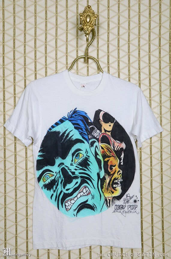 Iggy Pop T-shirt, Soft White Tee, Vintage Rare Airbrush