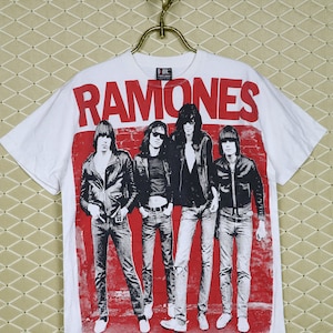 The Ramones t shirt, vintage rare tee, Iggy Pop Blondie Buzzcocks Clash Johnny Thunders, hardcore big all over print punk rock t-shirt white