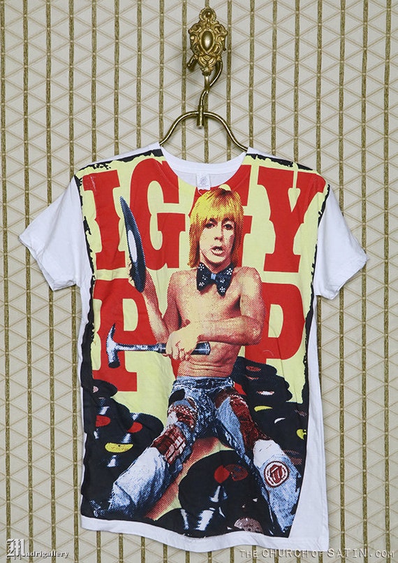 Iggy Pop t-shirt, soft white tee, vintage rare, Iggy … - Gem