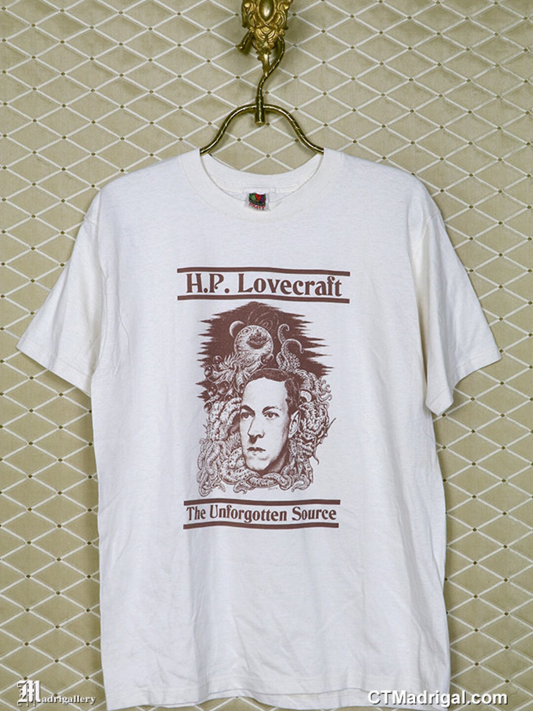 H. P. Lovecraft Shirt, HP Vintage Rare T Shirt Cthulhu White Sci-fi