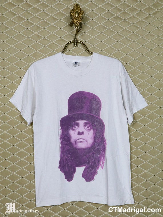 Alice Cooper Vintage Tシャツ Lサイズ Alice Cooper T-shirt, Vintage Rare White Tee Shirt, Ozzy Marilyn