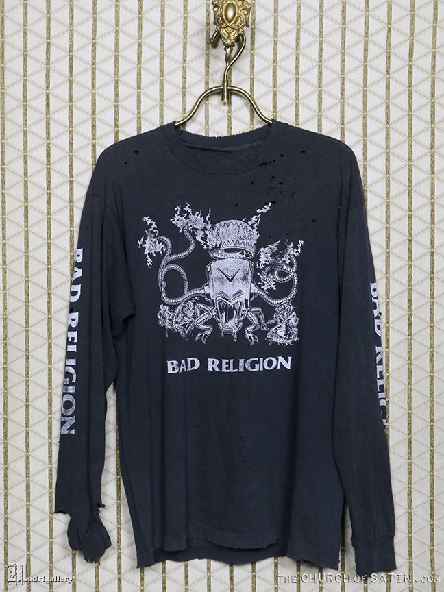 90s バンドTシャツBAD RELIGION 1993 サンフェード Bad Religion 1993 Tour T-shirt Long Sleeve Thrashed Tee Punk Band