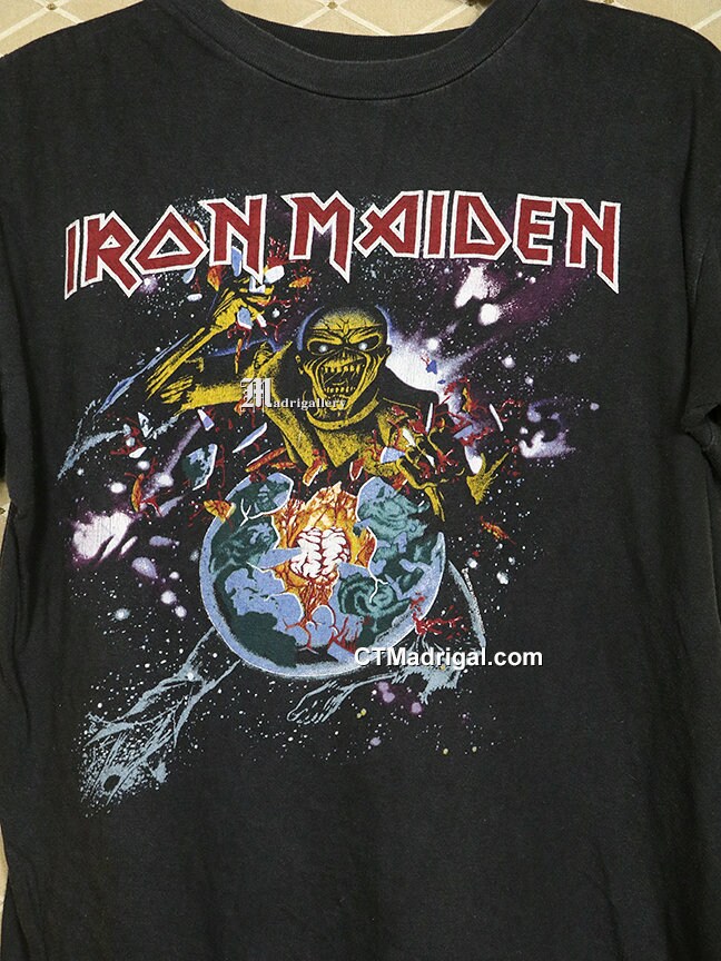 Ｔシャツ　アイアンメイデン　半袖　プリント　ダメージ加工　1992　グレー Tシャツ アイアンメイデン 半袖 プリント ダメージ加工 1992