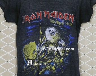 Iron Maiden Shirt, Live After Death T-shirt, Soft Thin Paper Faded