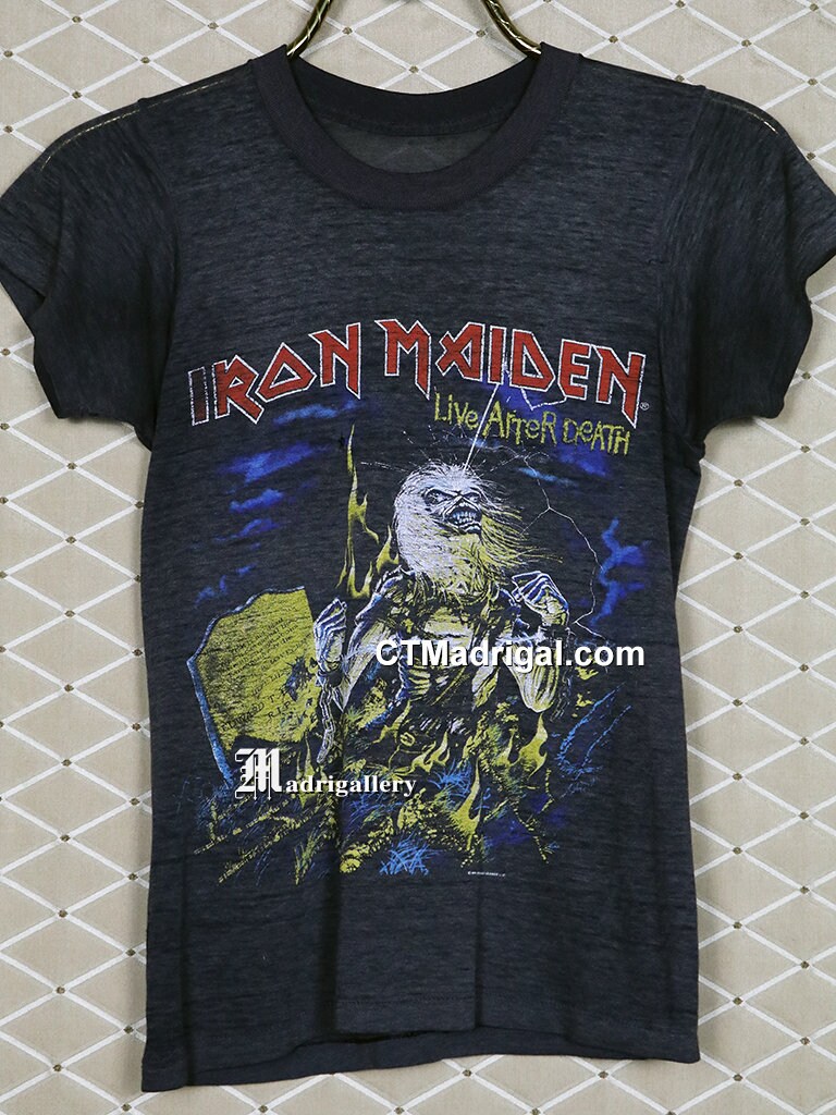 Iron Maiden Shirt, Live After Death T-shirt, Soft Thin Paper Faded 