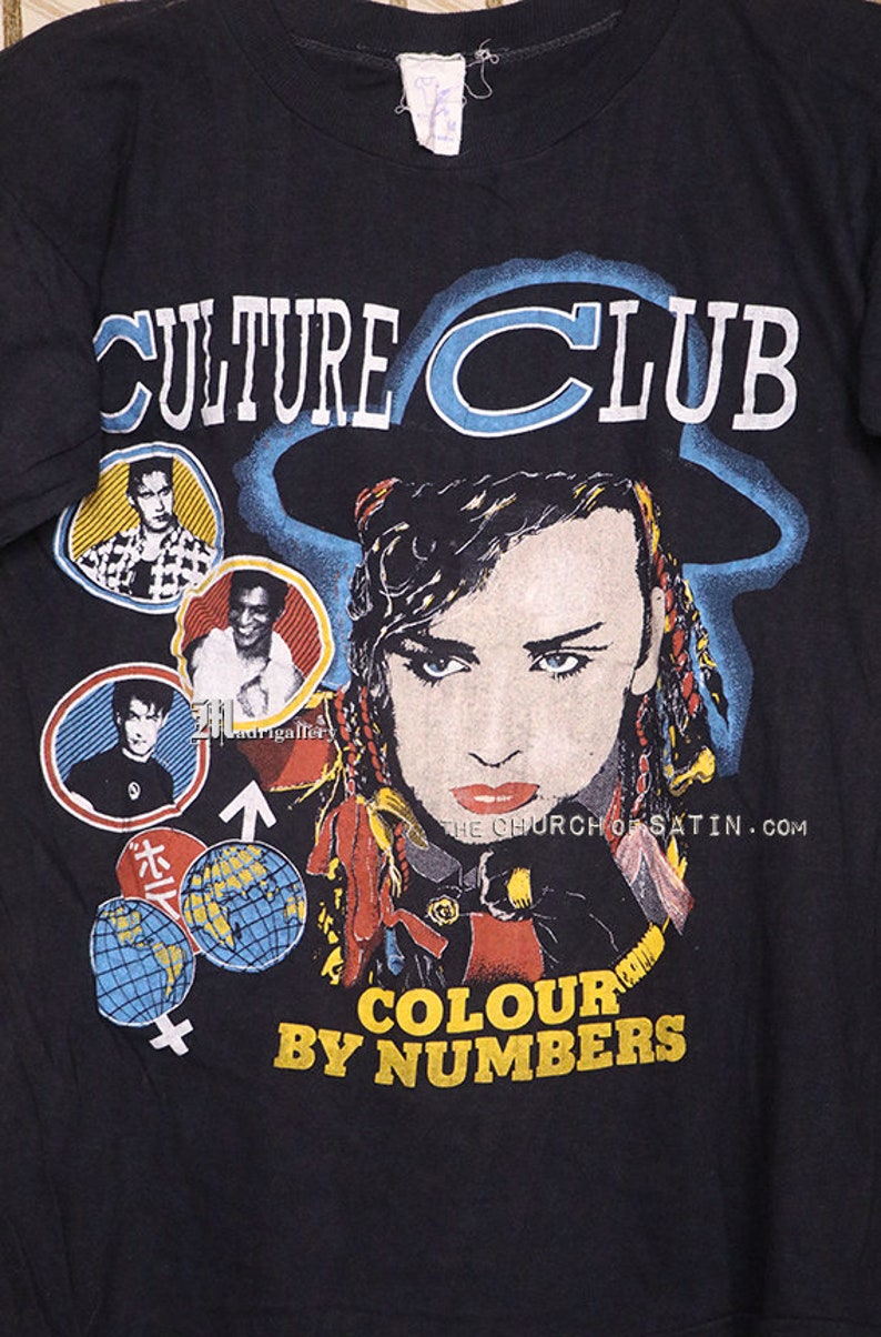 Culture Club t-shirt, vintage rare Boy George black tee shirt, Colour By Numbers, New Wave, Duran, Adam Ant, Billy Idol Cyndi Lauper Rupaul image 2