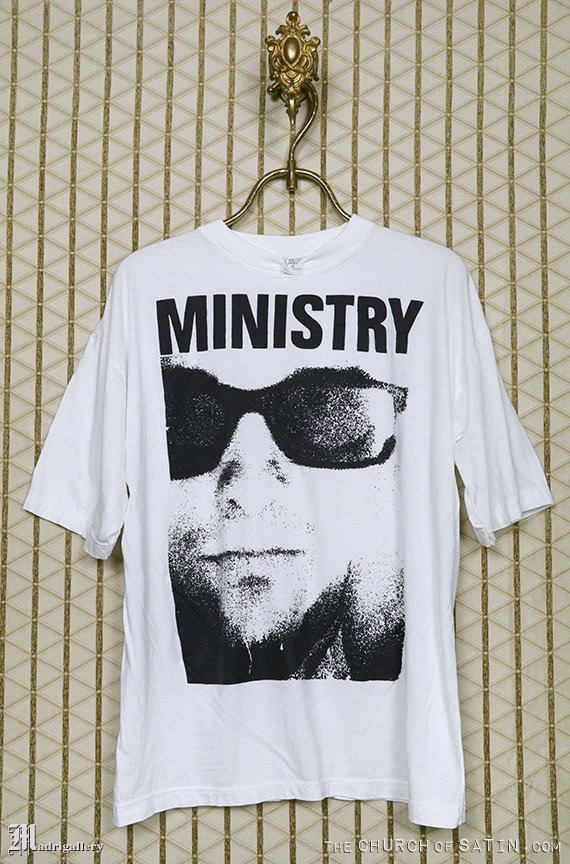 Ministry shirt, vintage rare T-shirt, white tee, i