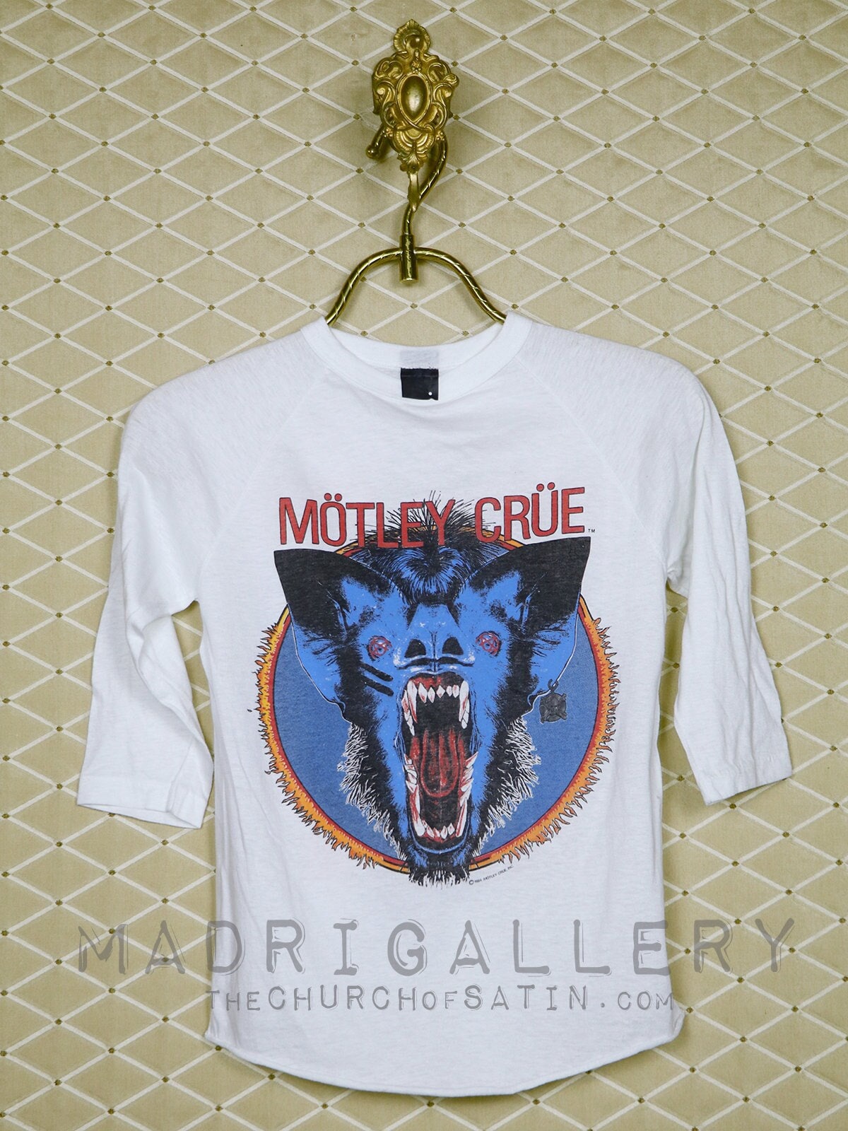 Motley Crue 1984 tour shirt vintage rare t-shirt, Kiss W.A.S.P. Ratt Quiet Riot Twisted Sister Dokken, white raglan baseball