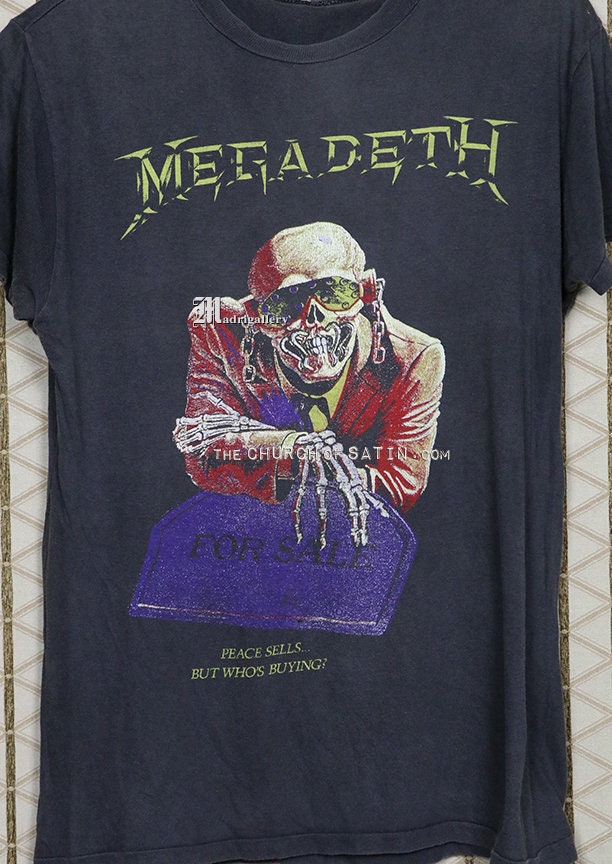 メガデスTシャツ、ヴィンテージレアな色褪せた黒Tシャツ、スラッシュ