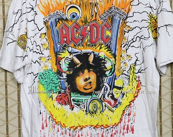 AC/DC T-shirt, White Shirt, Vintage Rare Heavy Metal Tee