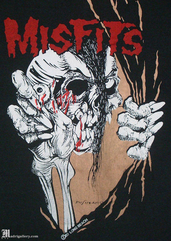 Misfits Pushead Shirt Evil Eye VTG Late 80s L Single Stitch