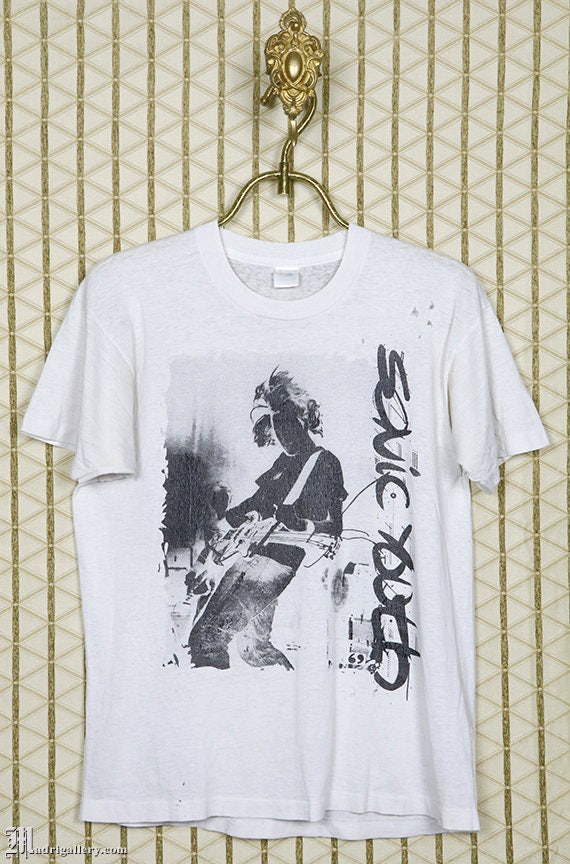 Sonic Youth vintage rare T-shirt, soft thin white 