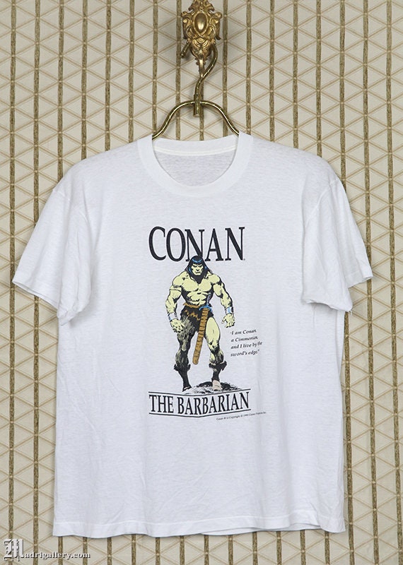 T-shirt Conan The Barbarian Avec Bouclier - Logo Arnold Schwarzenegger, 100% Coton, Coupe Régulière - Collection Films Cultes