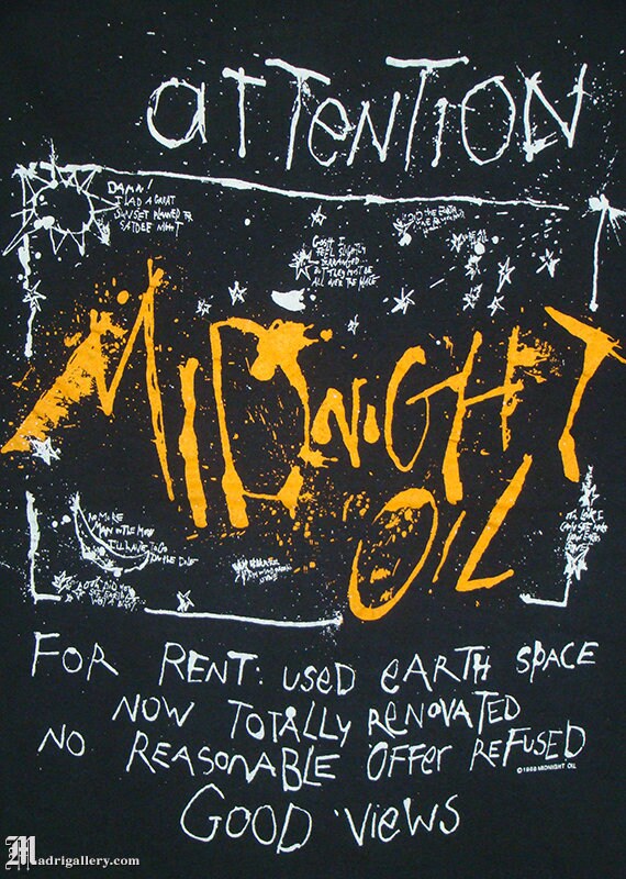 Midnight Oil Vintage Rare T-shirt, Soft Thin Black Tee Shirt