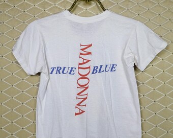 Madonna T-shirt Vintage Rare White Tee Shirt True Blue 1980s 80s