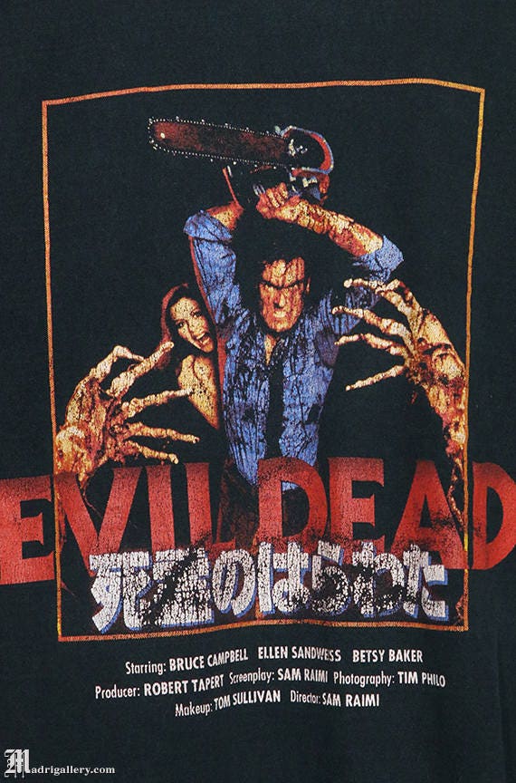 Evil Dead Shirt, Vintage Japanese T-shirt, Faded Black Tee, Zombie