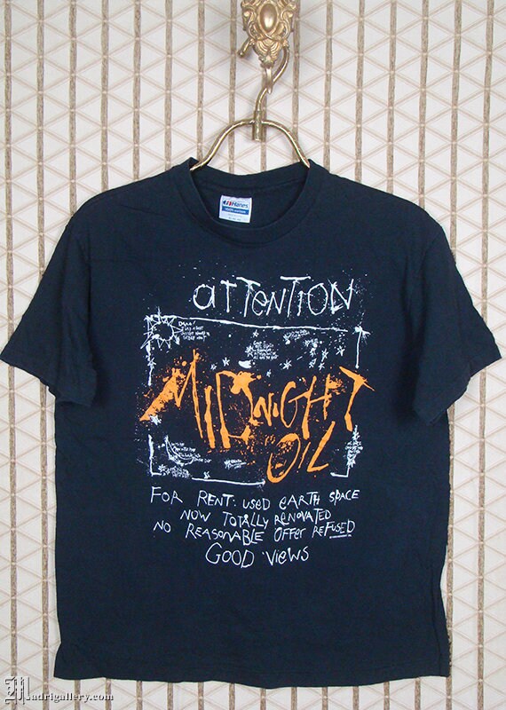 Midnight Oil Tシャツ XL Midnight Oil Vintage Rare T-shirt, Soft Thin Black Tee Shirt