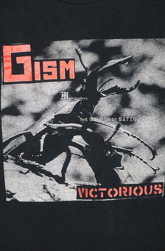 GISM、G.I.S.M. ヴィンテージレアパンクTシャツ、色褪せた黒Tシャツ
