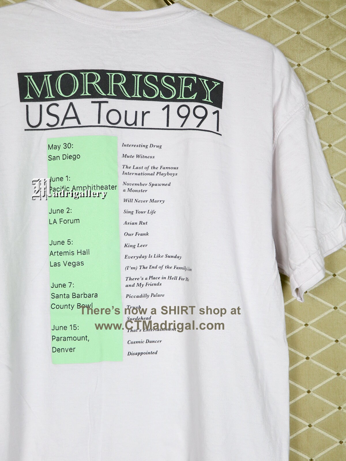 モリッシーTシャツ、1991年ツアーTシャツ、スミスのヴィンテージレア