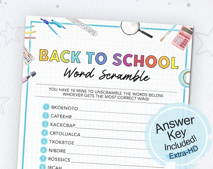 Back to School Word Scramble Printable Back to School Game First Day of ...
