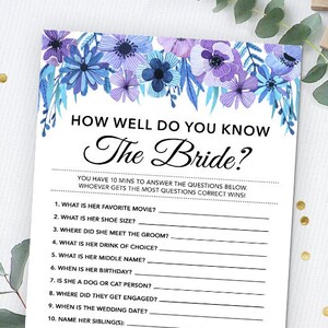 How Well Do You Know the Bride Bridal Shower Games - Etsy Canada