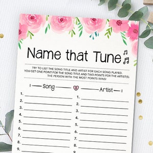 Name That Tune, Printable Bridal Shower Games, Instant Download ...