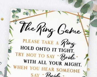 The Ring Game, Bridal Shower Games Printables, Bridal Shower Game, Bridal Shower Instant Download, Wedding Shower Game, Don't Say Bride Game