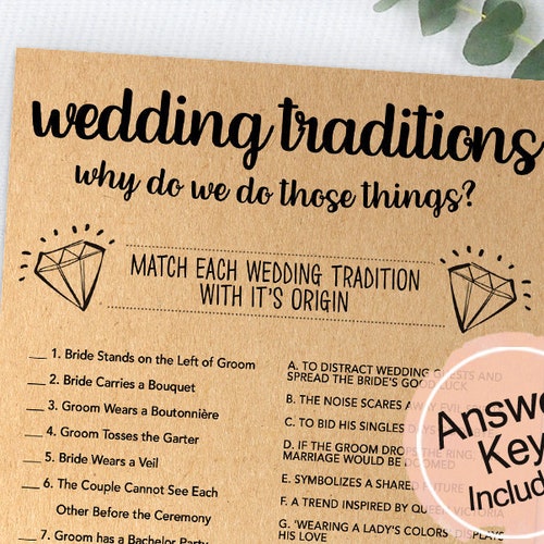 Wedding Traditions Game Bridal Shower Games Printable Bridal Etsy