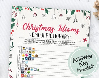 Christmas Idioms Emoji Pictionary, Christmas Emoji Game, Christmas Game, Printable Activity, Instant Download Family Games for Christmas