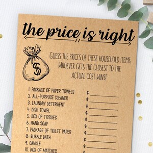 The Price is Right, Bridal Shower Games Printables, Bridal Shower Game ...