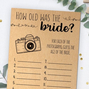 How Old Was the Bride Bridal Shower Games Printables Bridal - Etsy