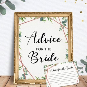 Advice for the Bride Sign Advice for Bride Game Wedding - Etsy
