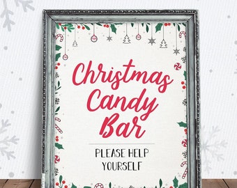 Christmas Candy Bar Sign, Christmas Art, Printable 8x10 Christmas Sign, Christmas Decor, Holiday Sign, Printable Sign, Instant Download, Red