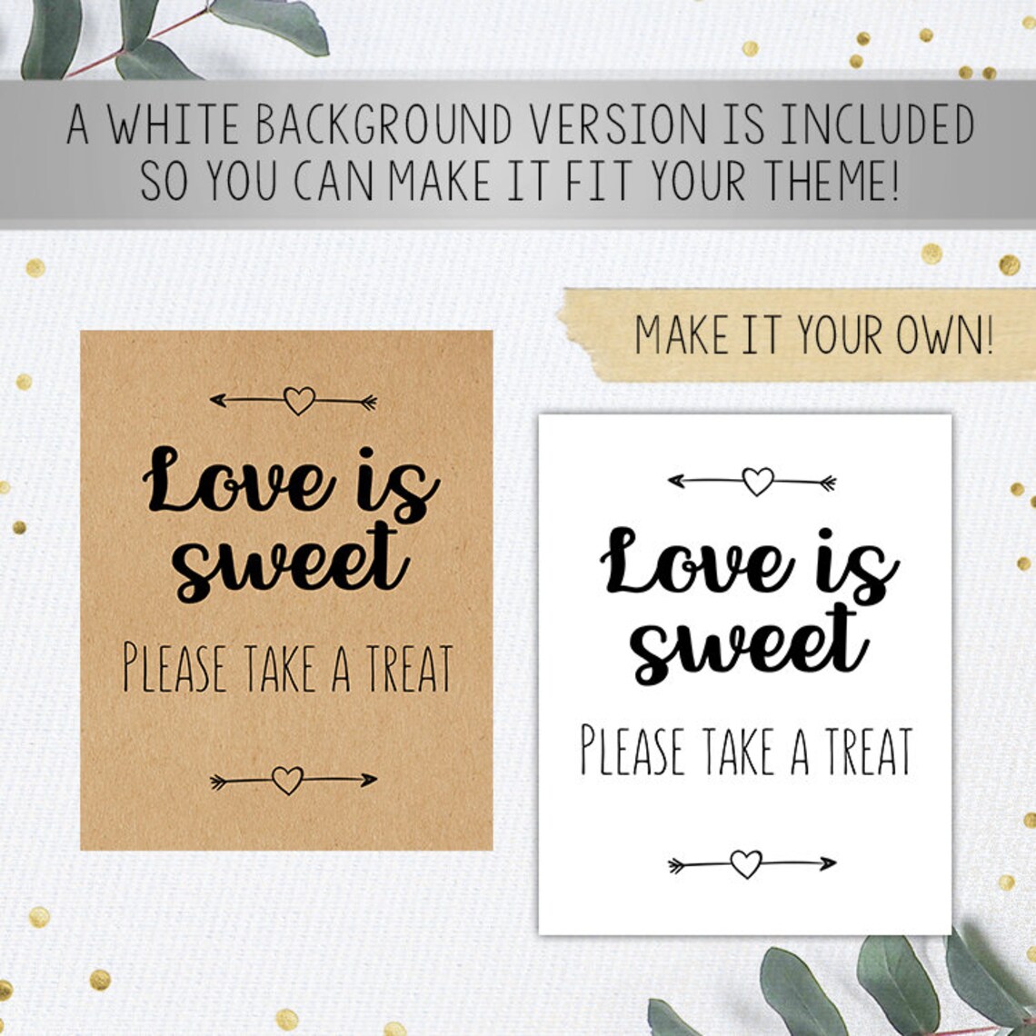 Love is Sweet Sign Printable Wedding Sign Bridal Shower | Etsy