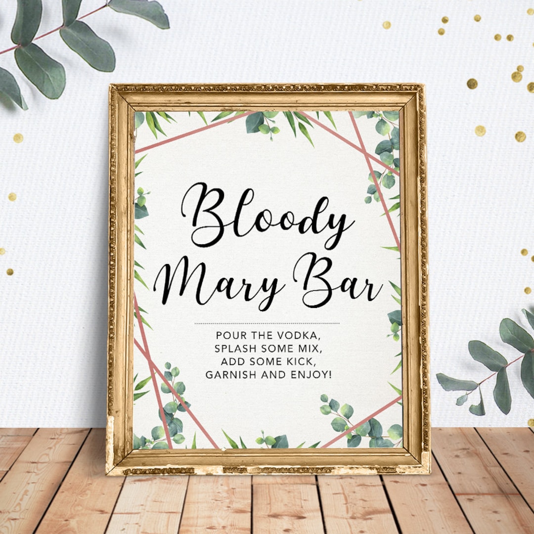 Bloody Mary Bar Sign, 8x10 Instant Download Printable Sign, Drinks Sign