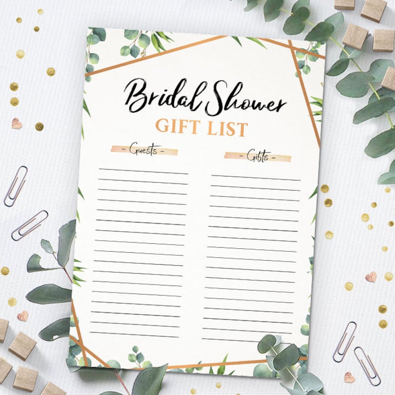 Bridal Shower Gift List Bridal Shower Printable Bridal | Etsy