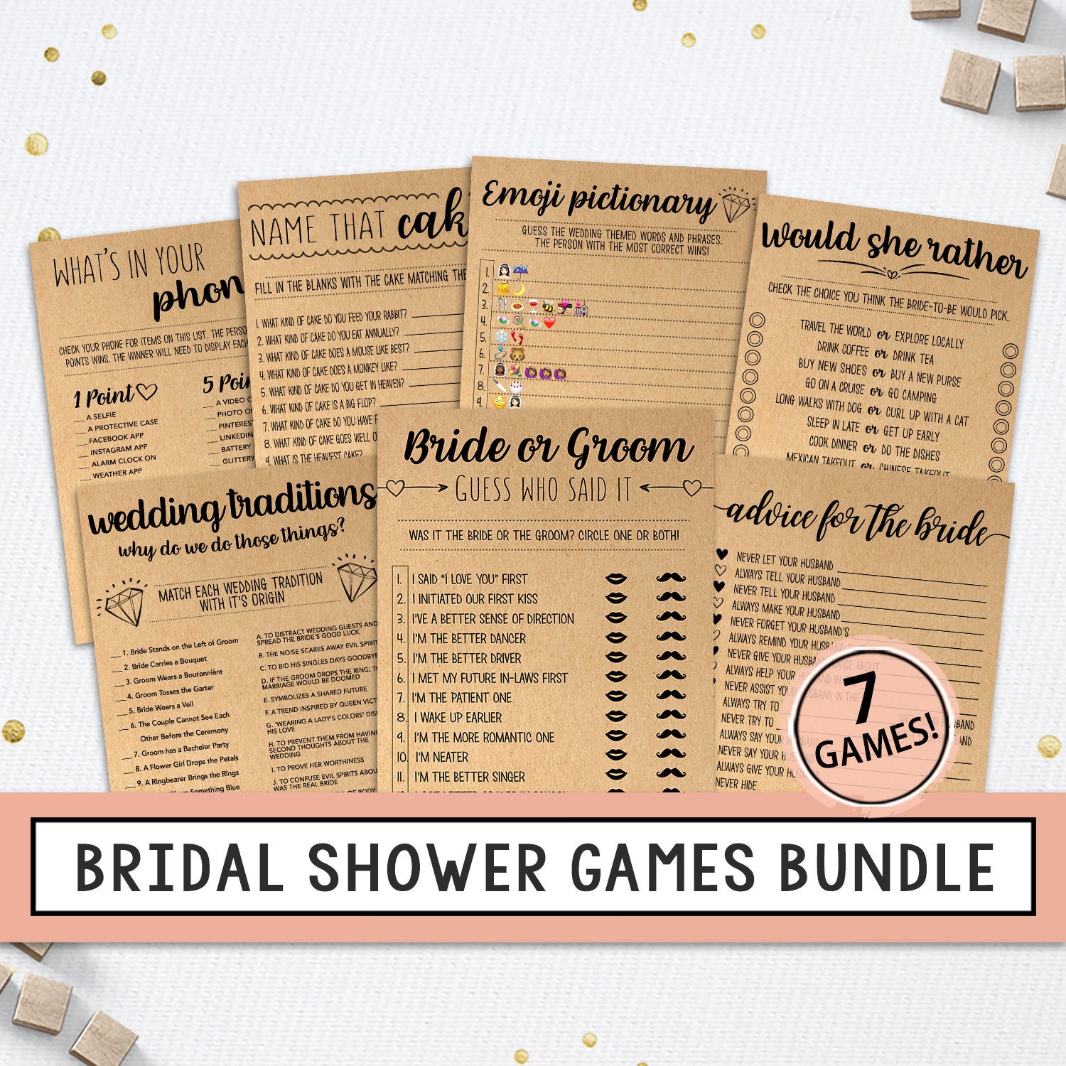Shower Game Bundle Bridal Shower Games Printable Bridal - Etsy