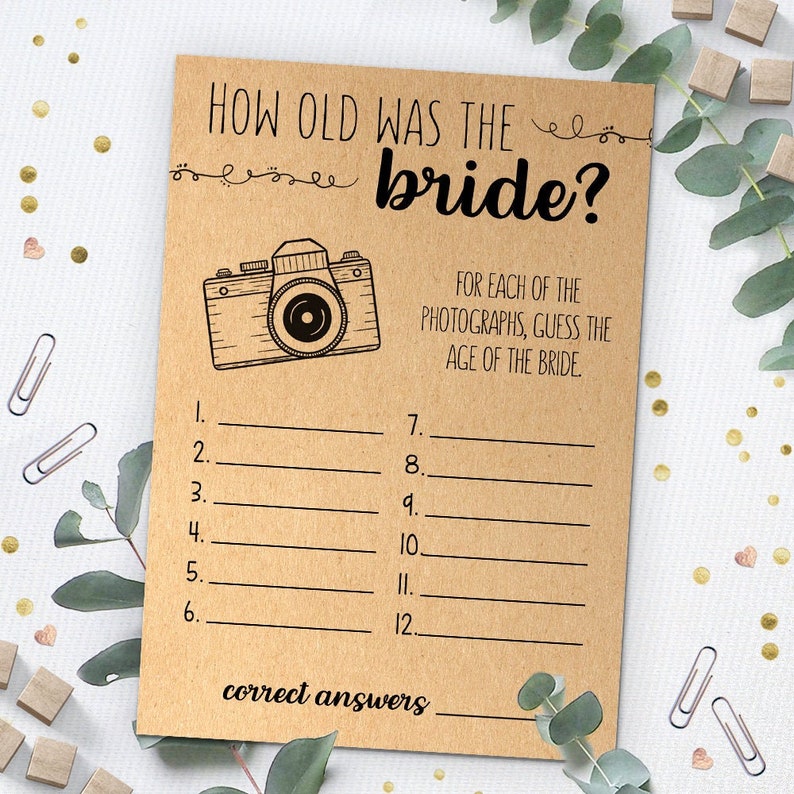 How Old Was the Bride Bridal Shower Games Printables Bridal - Etsy Canada
